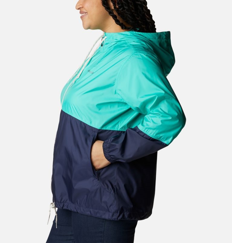 Jacheta Columbia Flash Forward Windbreaker Dama Turcoaz Bleumarin | Plus Size BYQ98Z71S